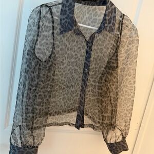 Zara Sheer Leopard Print Blouse